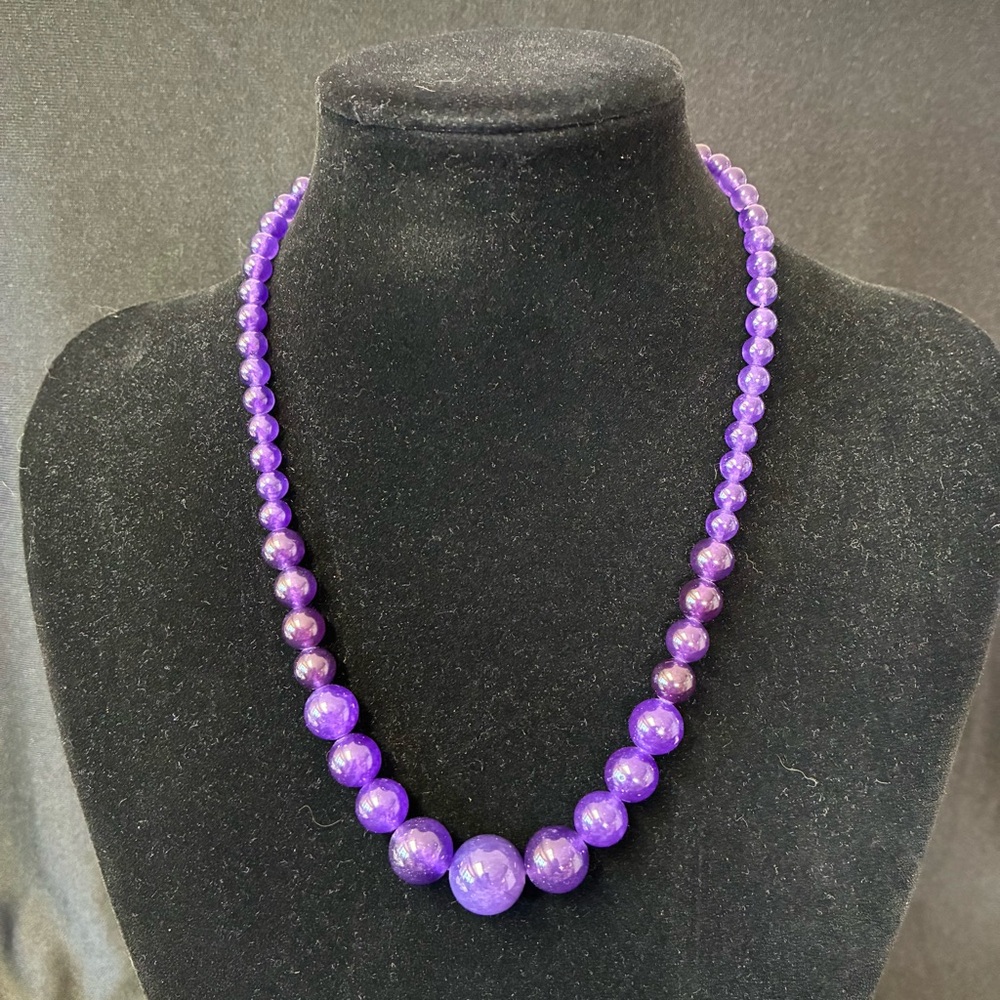 Purple Chalcedony Agate Natural Stone Beads Gemstone Necklace